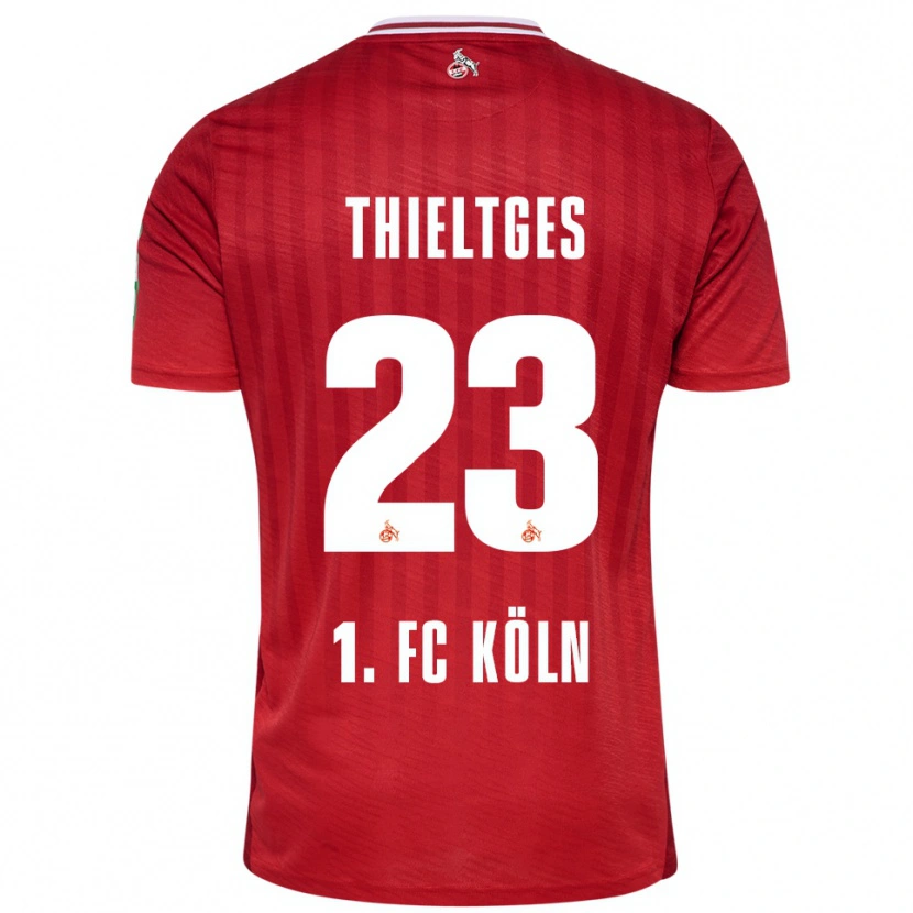 Danxen Uomo Maglia Phil Thieltges #23 Rosso Bianco Kit Gara Away 2025/26 Maglietta