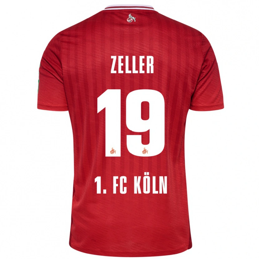 Danxen Uomo Maglia Dóra Zeller #19 Rosso Bianco Kit Gara Away 2025/26 Maglietta