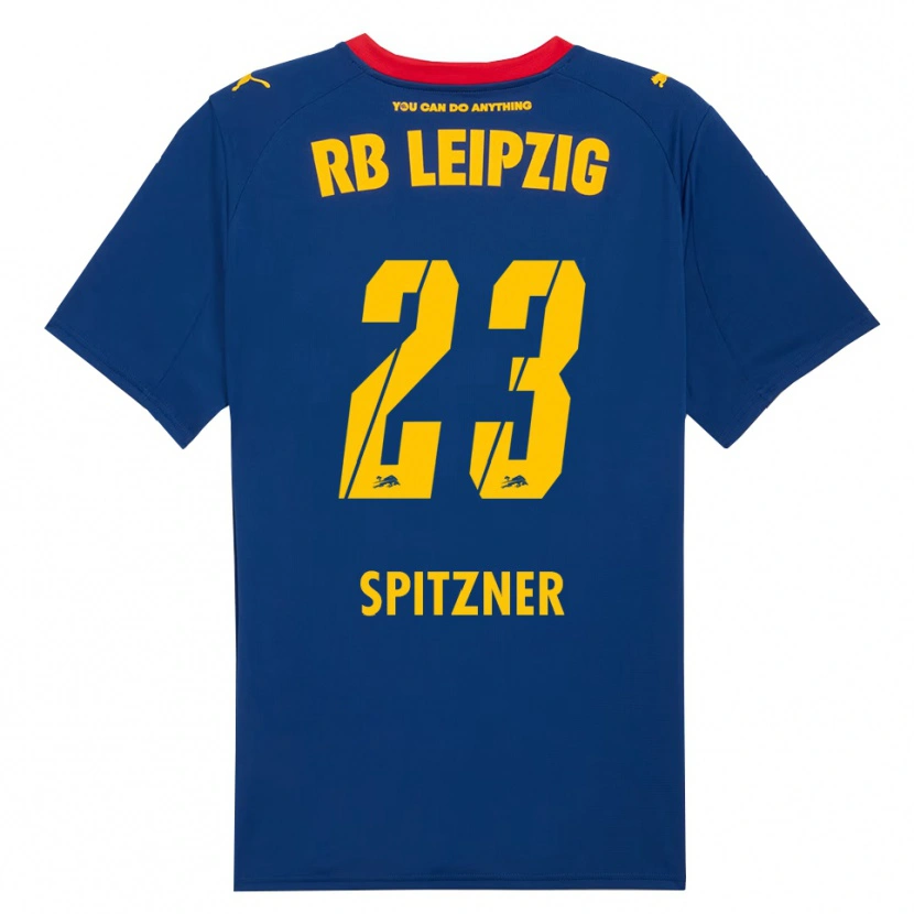 Danxen Uomo Maglia Kyra Spitzner #23 Blu Navy Rosso Kit Gara Away 2025/26 Maglietta