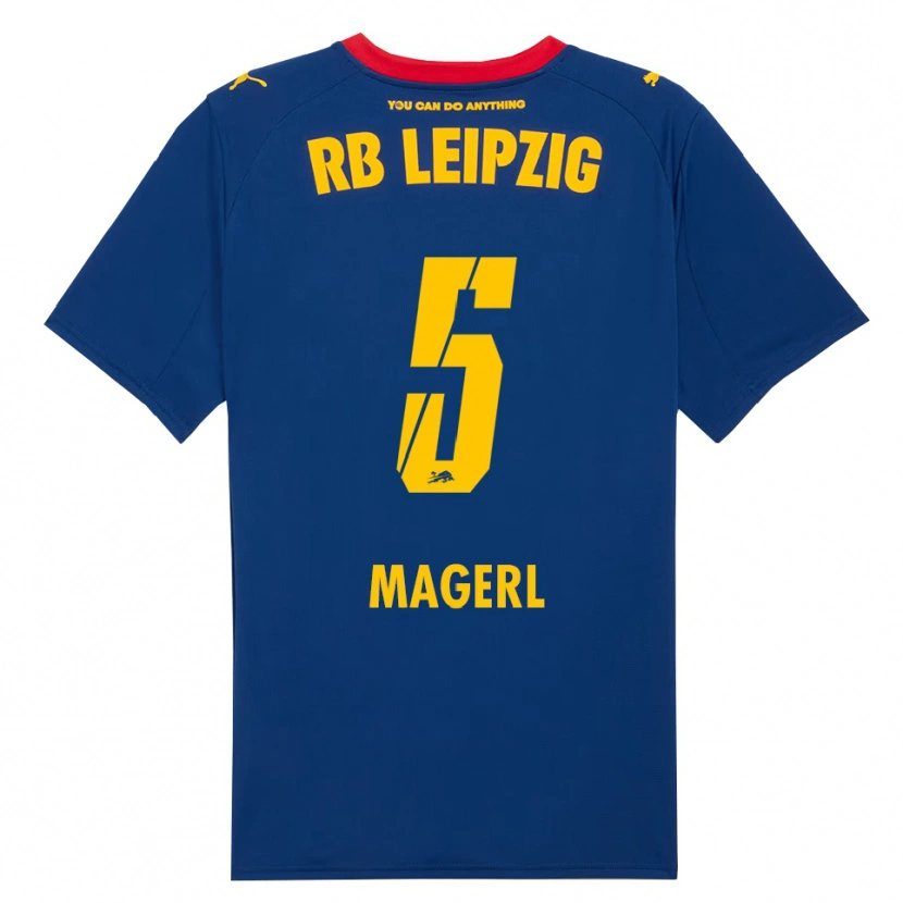 Danxen Uomo Maglia Julia Magerl #5 Blu Navy Rosso Kit Gara Away 2025/26 Maglietta