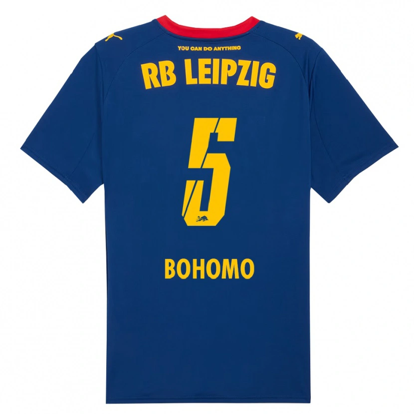 Danxen Uomo Maglia Allan Bohomo #5 Blu Navy Rosso Kit Gara Away 2025/26 Maglietta