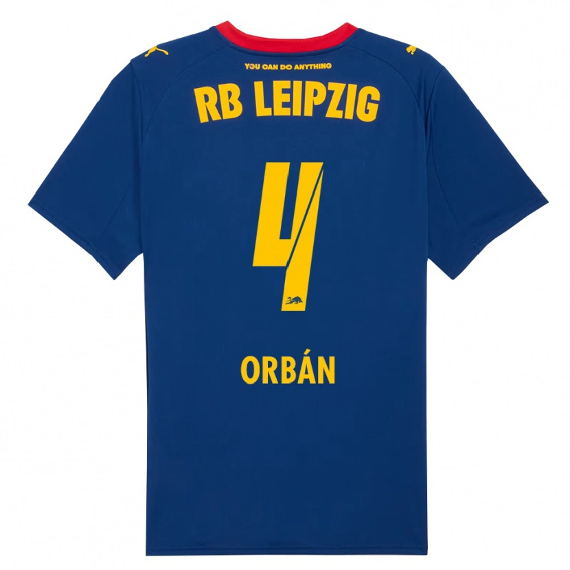 Danxen Uomo Maglia Willi Orbán #4 Blu Navy Rosso Kit Gara Away 2025/26 Maglietta