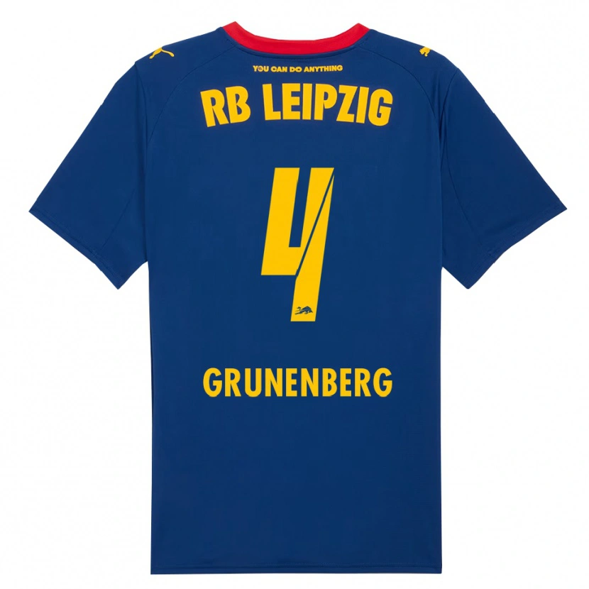 Danxen Uomo Maglia Rucy Grunenberg #4 Blu Navy Rosso Kit Gara Away 2025/26 Maglietta