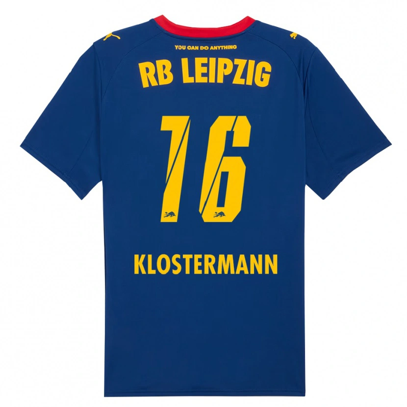 Danxen Uomo Maglia Lukas Klostermann #16 Blu Navy Rosso Kit Gara Away 2025/26 Maglietta