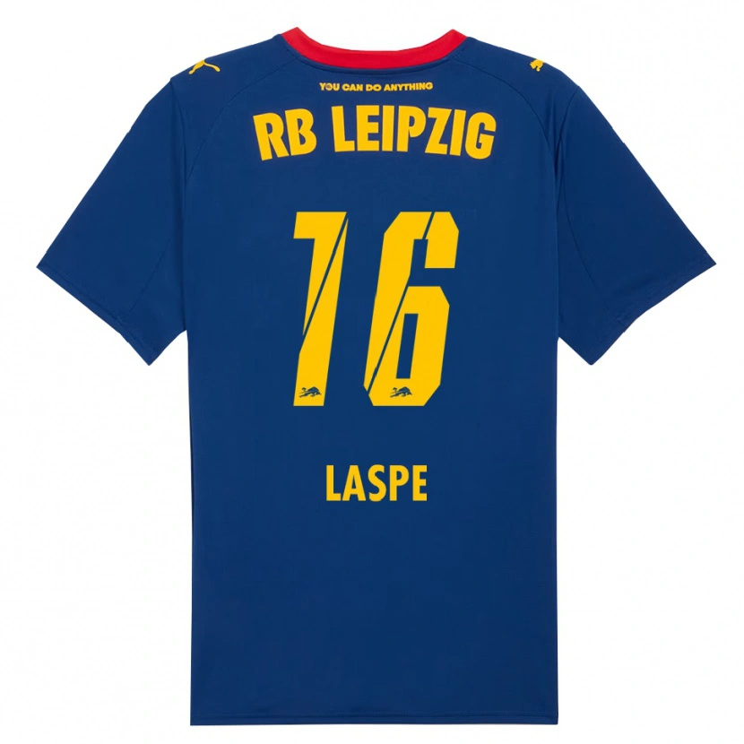 Danxen Uomo Maglia Hannes Laspe #16 Blu Navy Rosso Kit Gara Away 2025/26 Maglietta