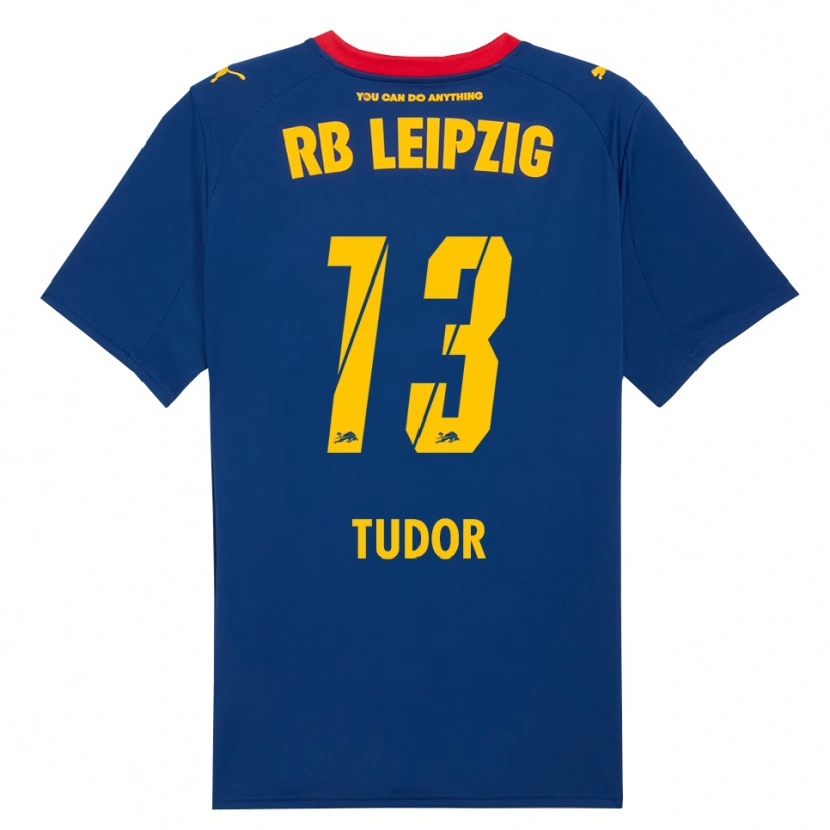 Danxen Uomo Maglia Aaron Tudor #13 Blu Navy Rosso Kit Gara Away 2025/26 Maglietta