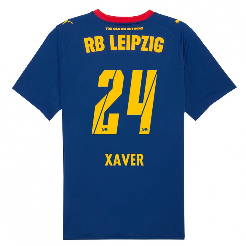 Danxen Uomo Maglia Xaver Schlager #24 Blu Navy Rosso Kit Gara Away 2025/26 Maglietta