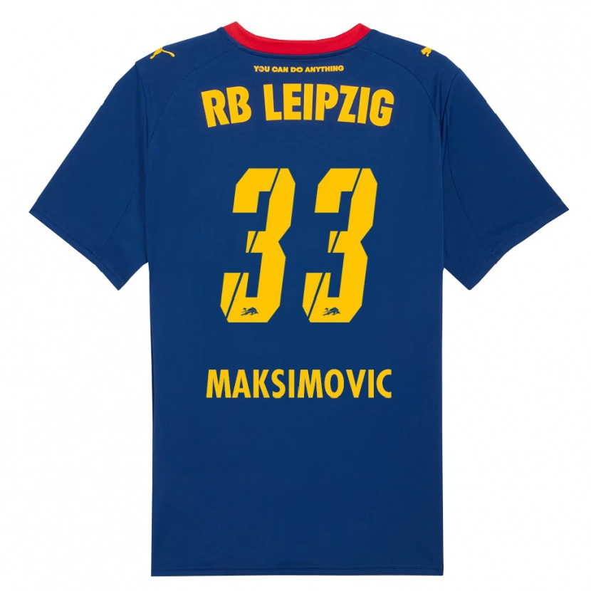Danxen Uomo Maglia Andrija Maksimovic #33 Blu Navy Rosso Kit Gara Away 2025/26 Maglietta