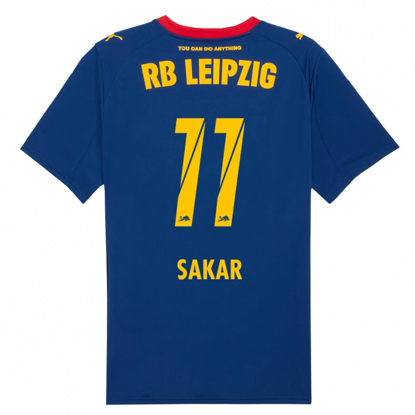 Danxen Uomo Maglia Faik Sakar #11 Blu Navy Rosso Kit Gara Away 2025/26 Maglietta