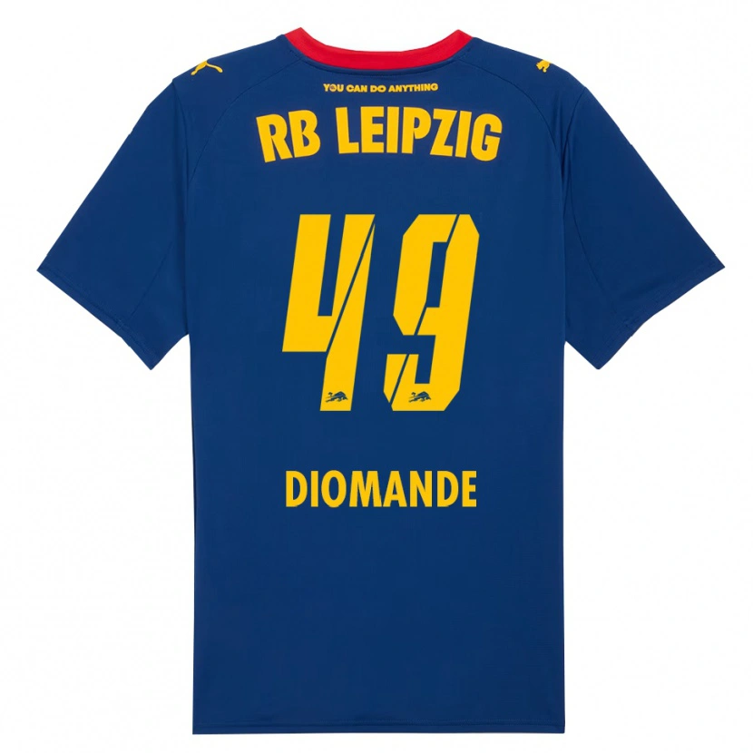Danxen Uomo Maglia Yan Diomande #49 Blu Navy Rosso Kit Gara Away 2025/26 Maglietta