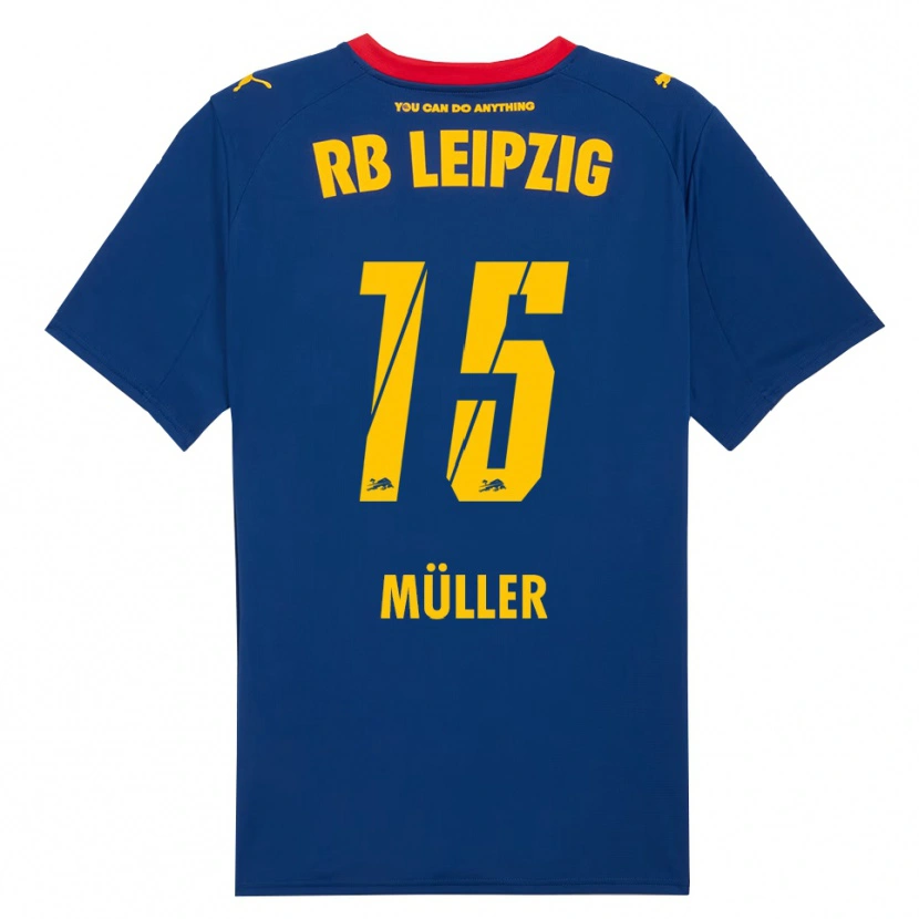 Danxen Uomo Maglia Hannes Müller #15 Blu Navy Rosso Kit Gara Away 2025/26 Maglietta