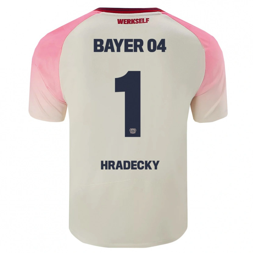 Danxen Uomo Maglia Lukas Hradecky #1 Rosa Bianco Sporco Kit Gara Away 2025/26 Maglietta