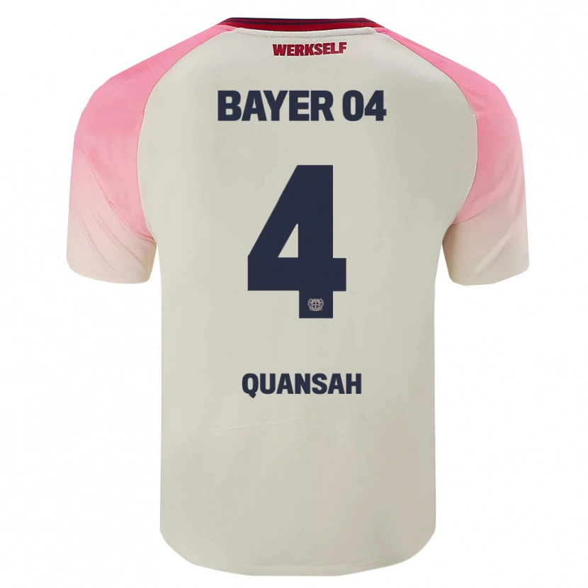 Danxen Uomo Maglia Jarell Quansah #4 Rosa Bianco Sporco Kit Gara Away 2025/26 Maglietta