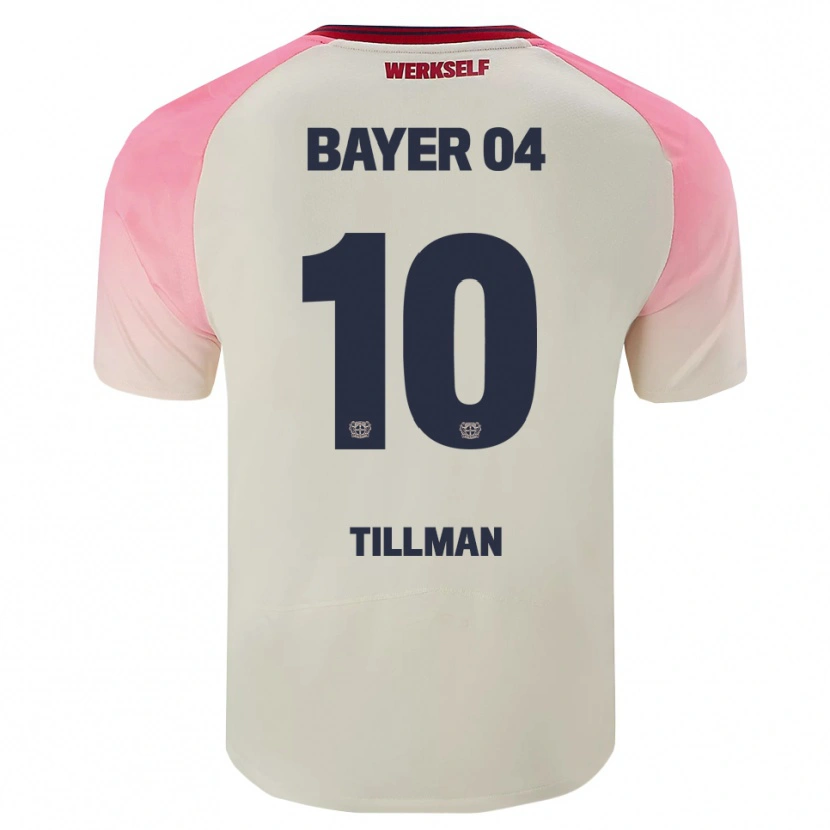 Danxen Uomo Maglia Malik Tillman #10 Rosa Bianco Sporco Kit Gara Away 2025/26 Maglietta