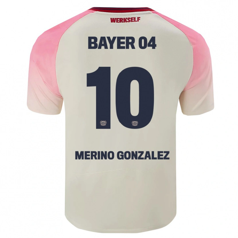 Danxen Uomo Maglia Estrella Merino Gonzalez #10 Rosa Bianco Sporco Kit Gara Away 2025/26 Maglietta