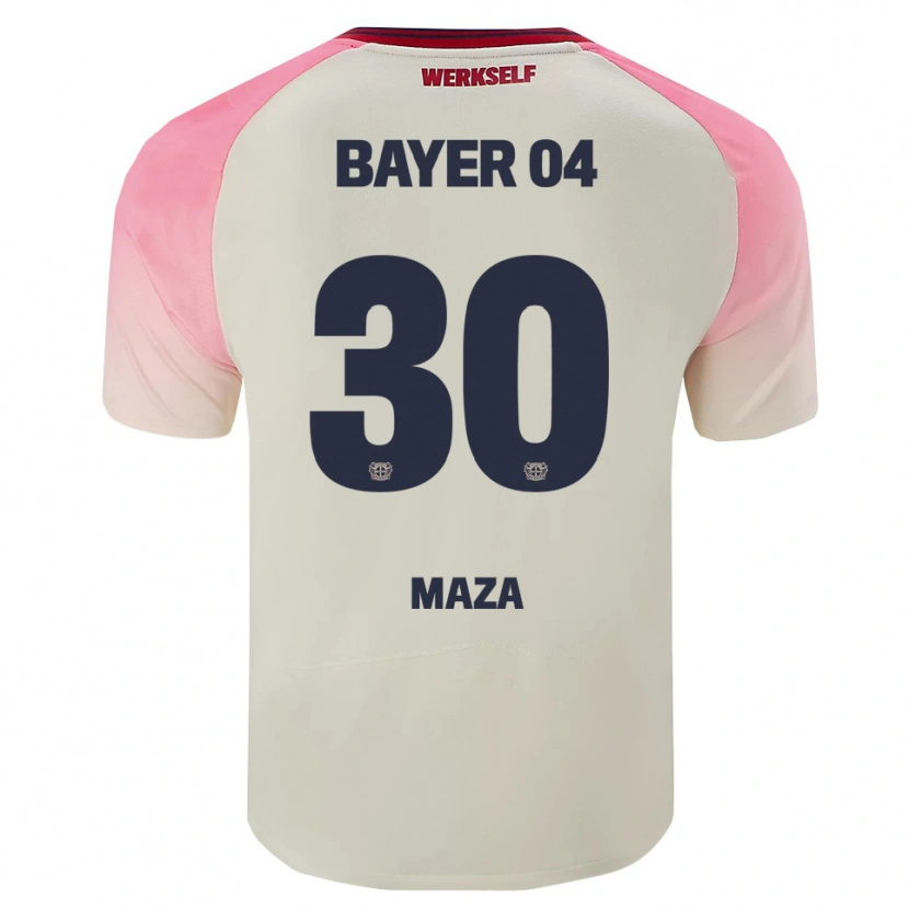Danxen Uomo Maglia Ibrahim Maza #30 Rosa Bianco Sporco Kit Gara Away 2025/26 Maglietta