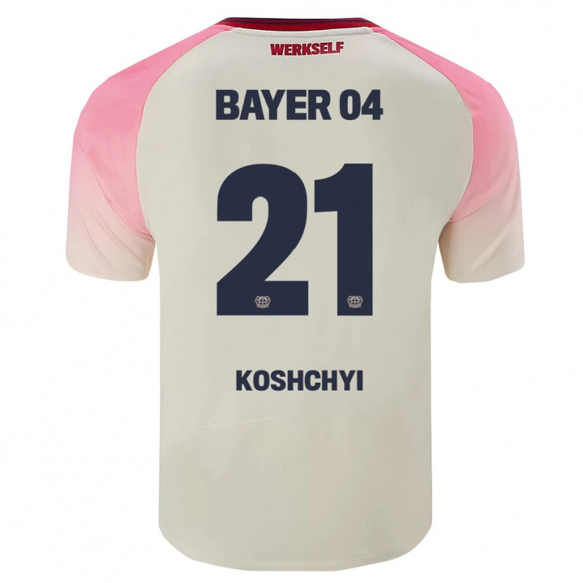 Danxen Uomo Maglia Yegor Koshchyi #21 Rosa Bianco Sporco Kit Gara Away 2025/26 Maglietta