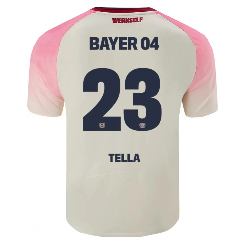 Danxen Uomo Maglia Nathan Tella #23 Rosa Bianco Sporco Kit Gara Away 2025/26 Maglietta