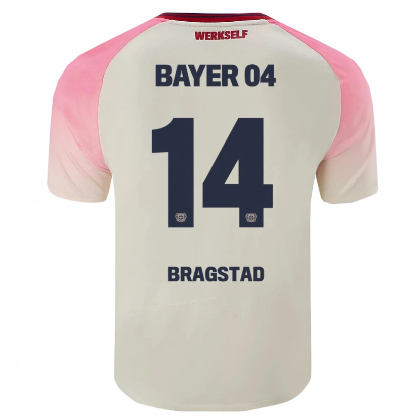Danxen Uomo Maglia Emilie Bragstad #14 Rosa Bianco Sporco Kit Gara Away 2025/26 Maglietta