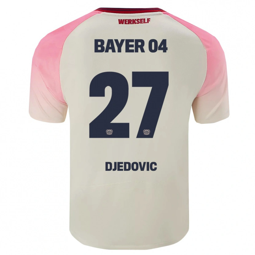 Danxen Uomo Maglia Seldin Djedovic #27 Rosa Bianco Sporco Kit Gara Away 2025/26 Maglietta
