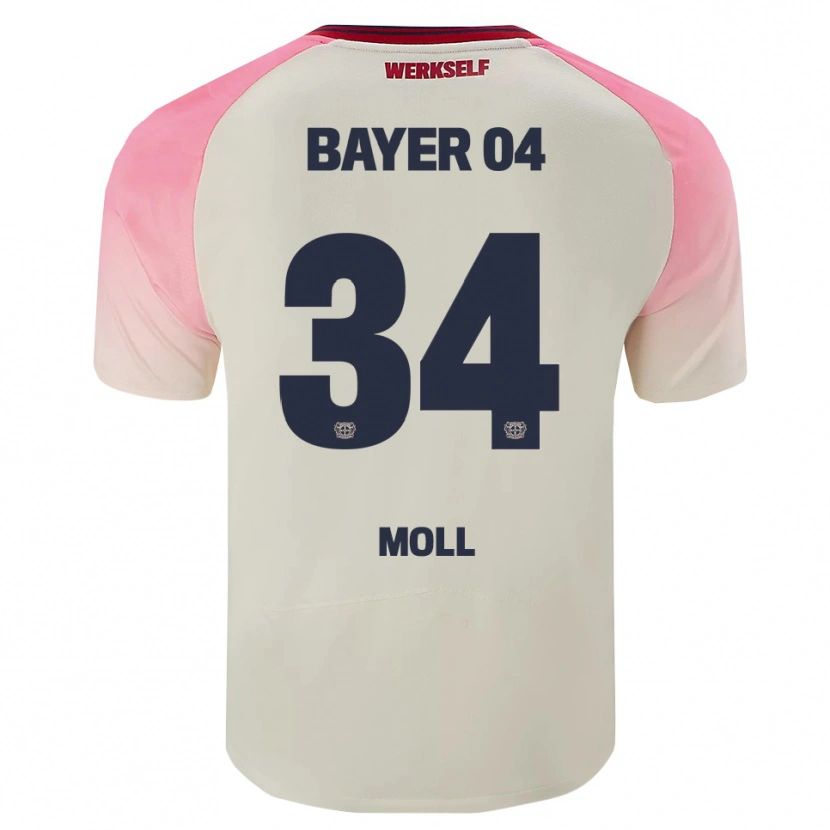 Danxen Uomo Maglia Anne Moll #34 Rosa Bianco Sporco Kit Gara Away 2025/26 Maglietta