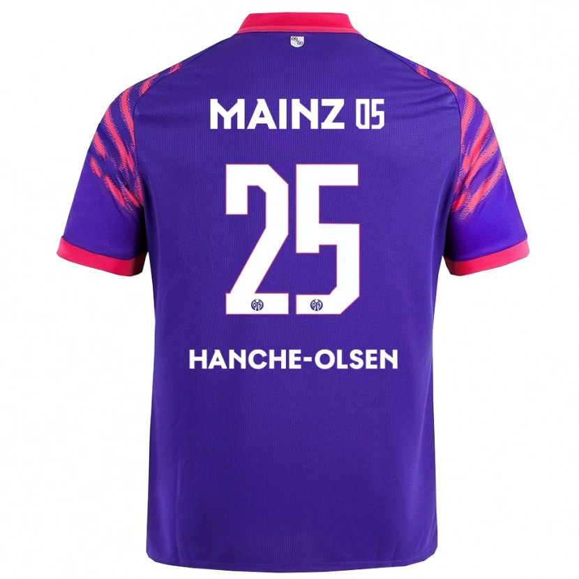 Danxen Uomo Maglia Andreas Hanche-Olsen #25 Blu Navy Rosa Kit Gara Away 2025/26 Maglietta