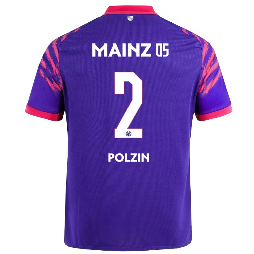 Danxen Uomo Maglia Maximilian Polzin #2 Blu Navy Rosa Kit Gara Away 2025/26 Maglietta
