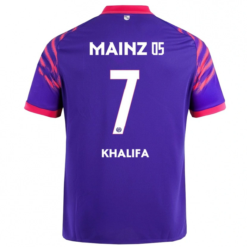 Danxen Uomo Maglia Sarah Khalifa #7 Blu Navy Rosa Kit Gara Away 2025/26 Maglietta