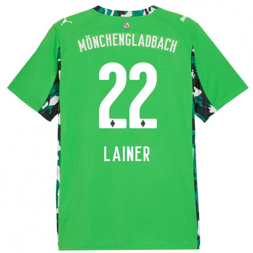 Danxen Uomo Maglia Stefan Lainer #22 Verde Nero Kit Gara Away 2025/26 Maglietta