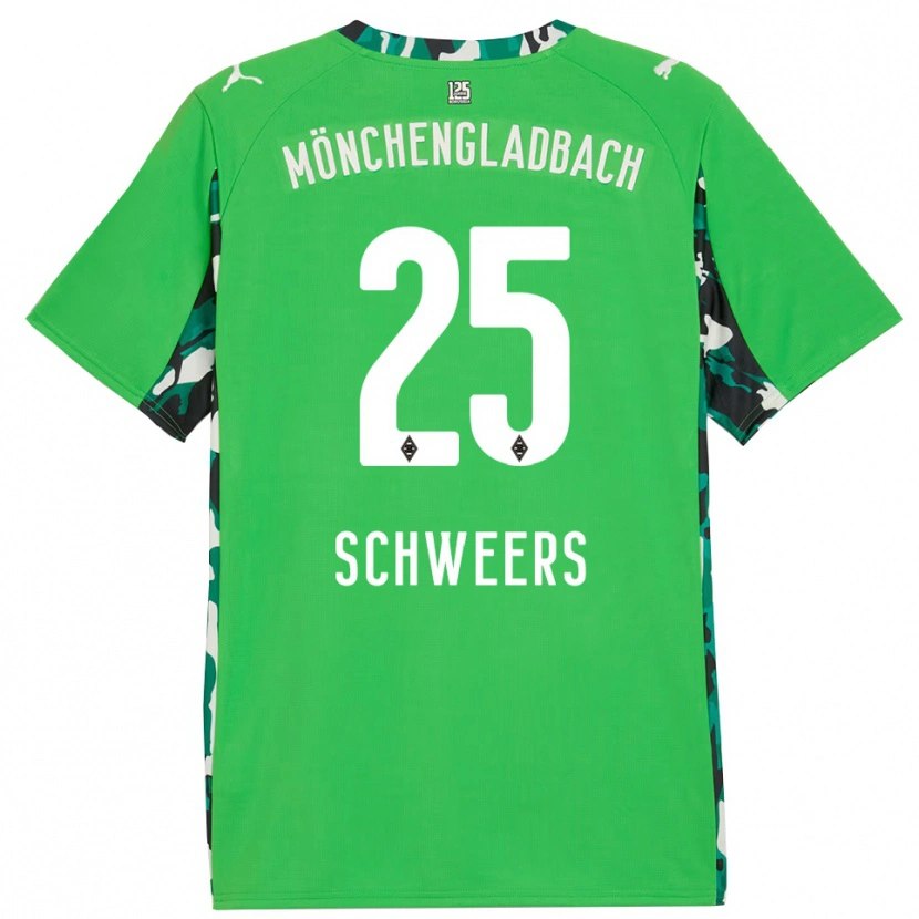 Danxen Uomo Maglia Lion Schweers #25 Verde Nero Kit Gara Away 2025/26 Maglietta
