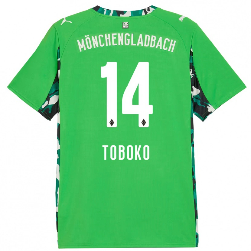 Danxen Uomo Maglia Rubén Toboko #14 Verde Nero Kit Gara Away 2025/26 Maglietta