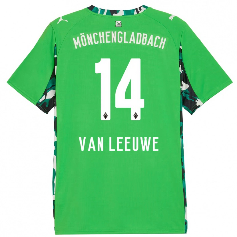 Danxen Uomo Maglia Kyra Van Leeuwe #14 Verde Nero Kit Gara Away 2025/26 Maglietta