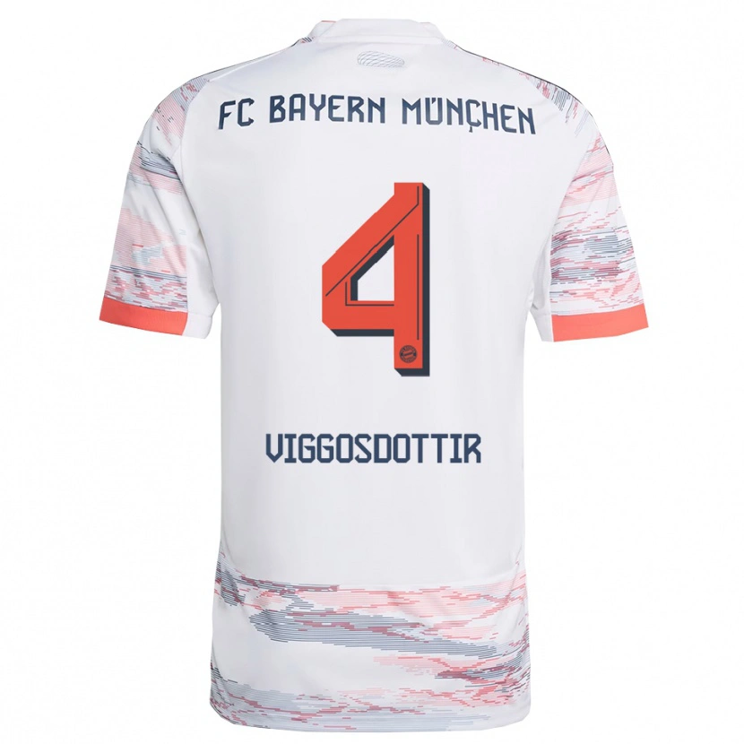Danxen Uomo Maglia Glódís Perla Viggósdóttir #4 Bianco Grigio Kit Gara Away 2025/26 Maglietta