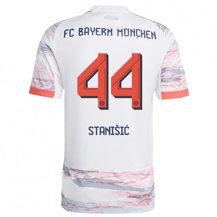 Danxen Uomo Maglia Josip Stanisic #44 Bianco Grigio Kit Gara Away 2025/26 Maglietta