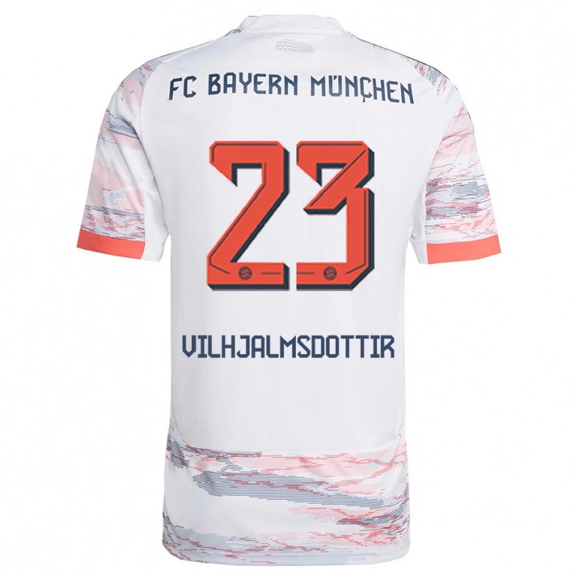 Danxen Uomo Maglia Karolina Lea Vilhjalmsdottir #23 Bianco Grigio Kit Gara Away 2025/26 Maglietta