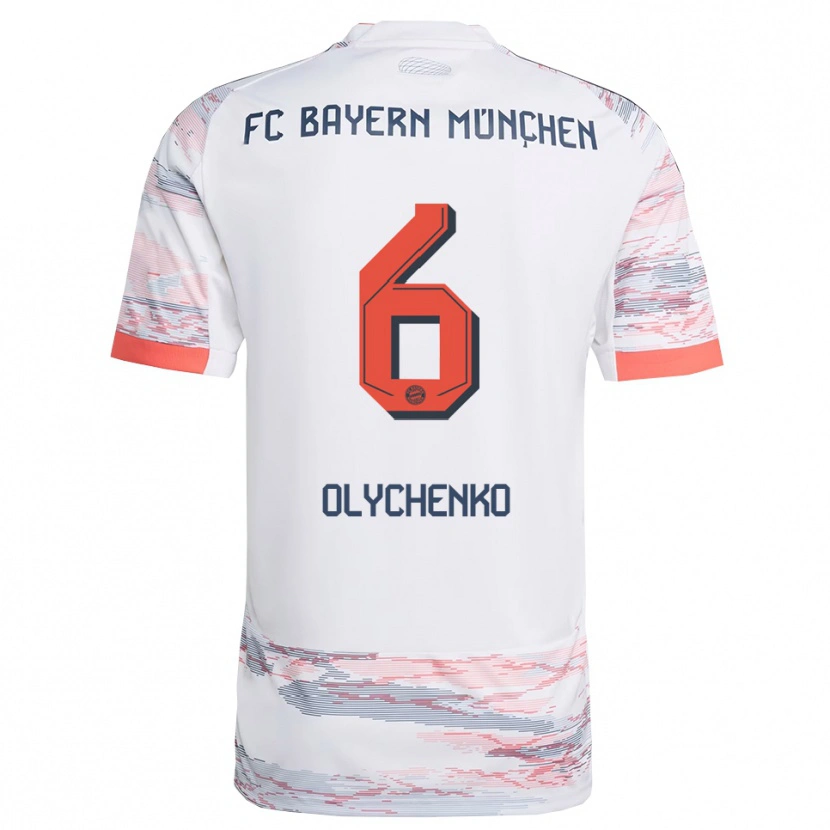 Danxen Uomo Maglia Bogdan Olychenko #6 Bianco Grigio Kit Gara Away 2025/26 Maglietta