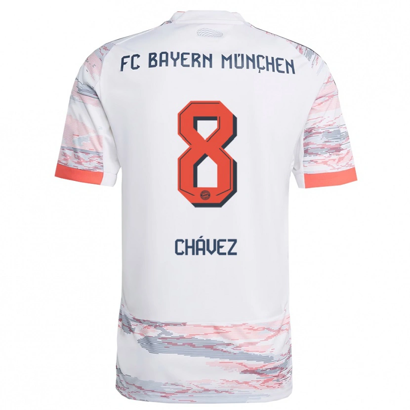 Danxen Uomo Maglia Felipe Chávez #8 Bianco Grigio Kit Gara Away 2025/26 Maglietta