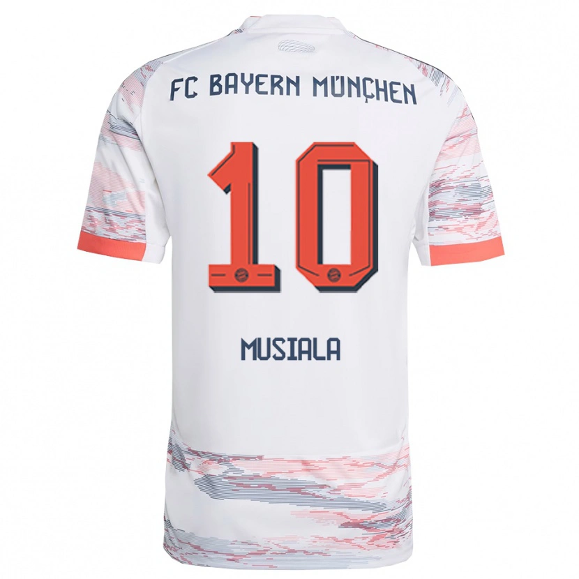 Danxen Uomo Maglia Jamal Musiala #10 Bianco Grigio Kit Gara Away 2025/26 Maglietta