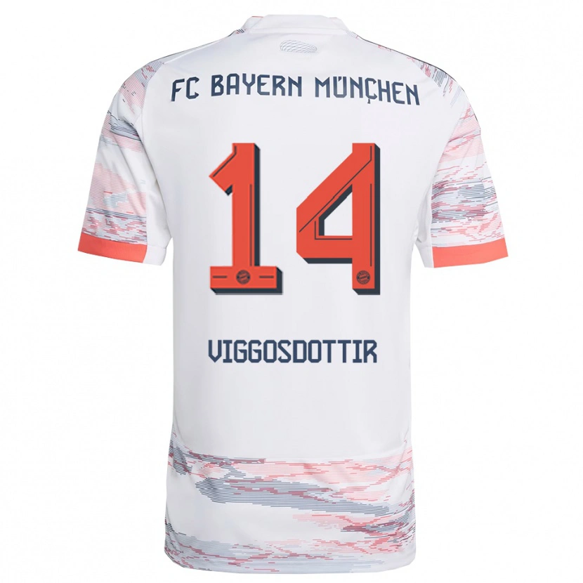 Danxen Uomo Maglia Glodis Perla Viggosdottir #14 Bianco Grigio Kit Gara Away 2025/26 Maglietta