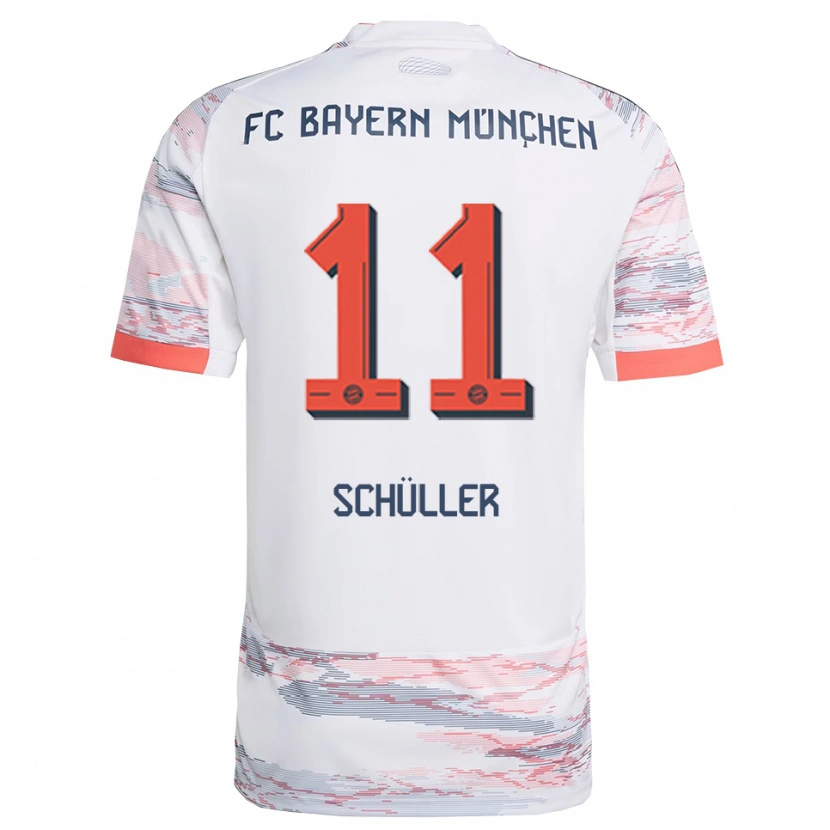 Danxen Uomo Maglia Lea Schüller #11 Bianco Grigio Kit Gara Away 2025/26 Maglietta