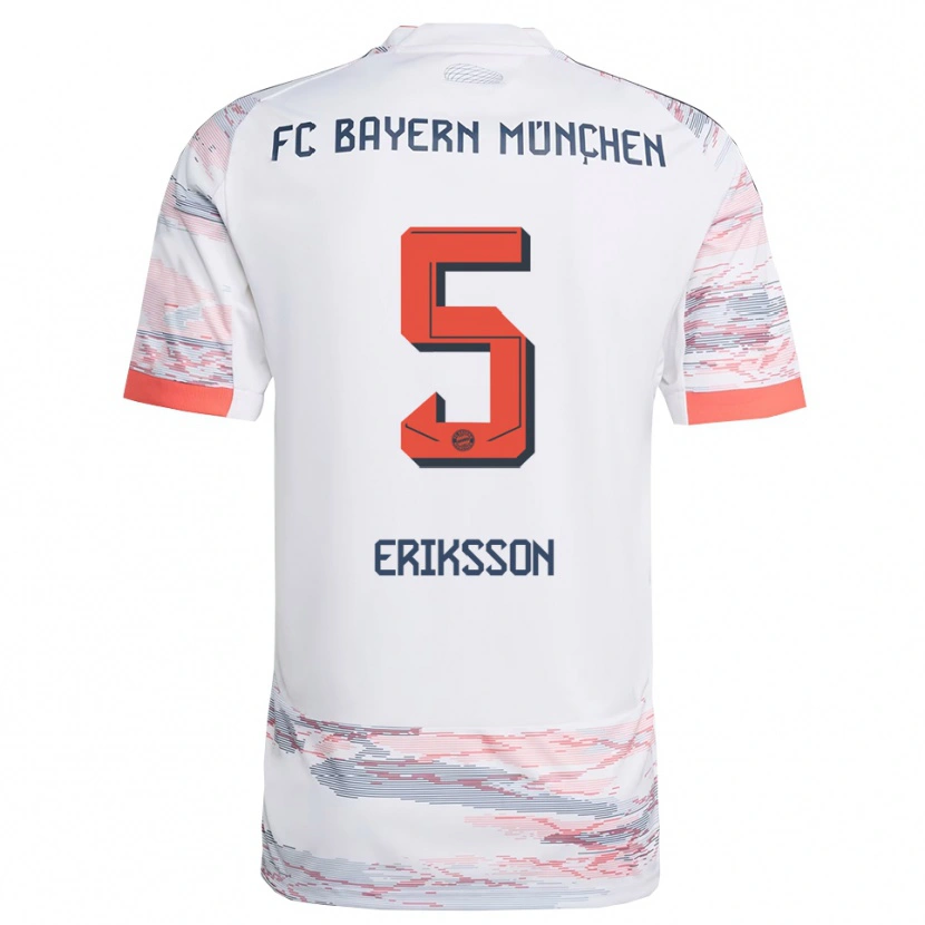 Danxen Uomo Maglia Magdalena Eriksson #5 Bianco Grigio Kit Gara Away 2025/26 Maglietta