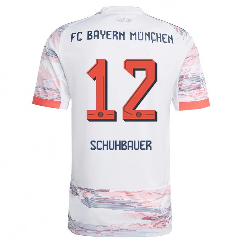Danxen Uomo Maglia Maximilian Schuhbauer #12 Bianco Grigio Kit Gara Away 2025/26 Maglietta
