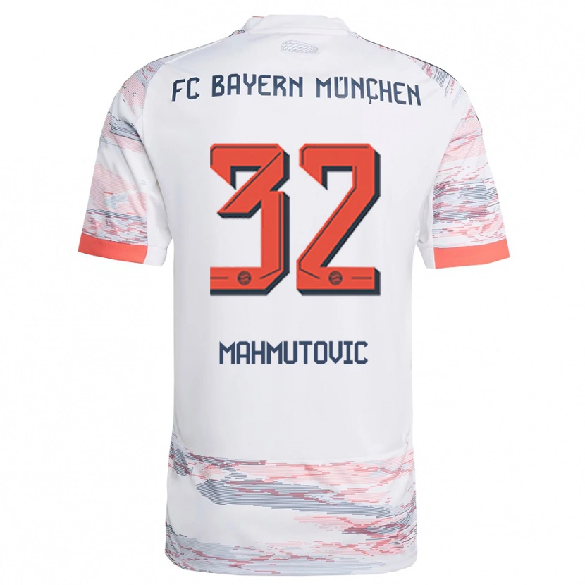 Danxen Uomo Maglia Ena Mahmutovic #32 Bianco Grigio Kit Gara Away 2025/26 Maglietta