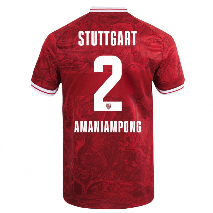 Danxen Uomo Maglia Kaden Amaniampong #2 Rosso Nero Kit Gara Away 2025/26 Maglietta