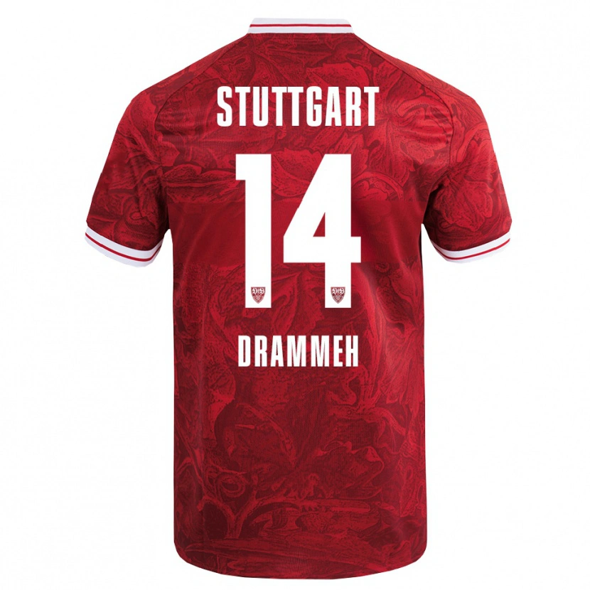 Danxen Uomo Maglia Mohamed Drammeh #14 Rosso Nero Kit Gara Away 2025/26 Maglietta