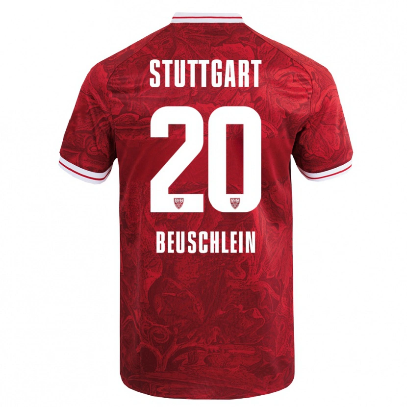 Danxen Uomo Maglia Jana Beuschlein #20 Rosso Nero Kit Gara Away 2025/26 Maglietta