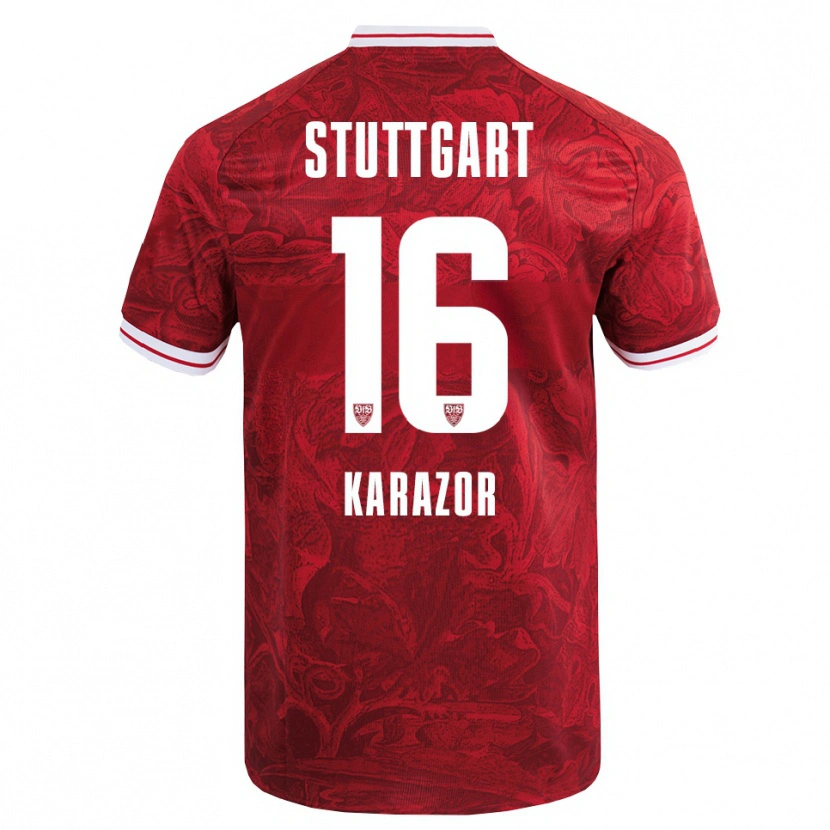 Danxen Uomo Maglia Atakan Karazor #16 Rosso Nero Kit Gara Away 2025/26 Maglietta