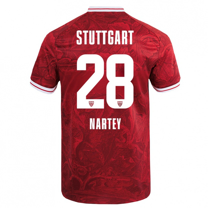 Danxen Uomo Maglia Nikolas Nartey #28 Rosso Nero Kit Gara Away 2025/26 Maglietta
