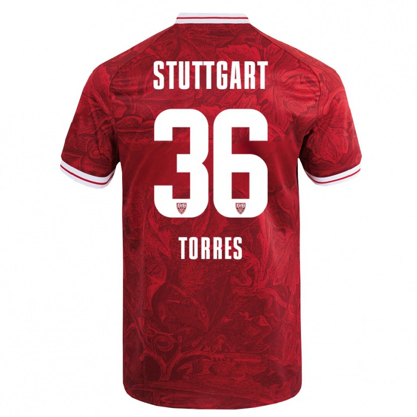 Danxen Uomo Maglia Yohann Torres #36 Rosso Nero Kit Gara Away 2025/26 Maglietta