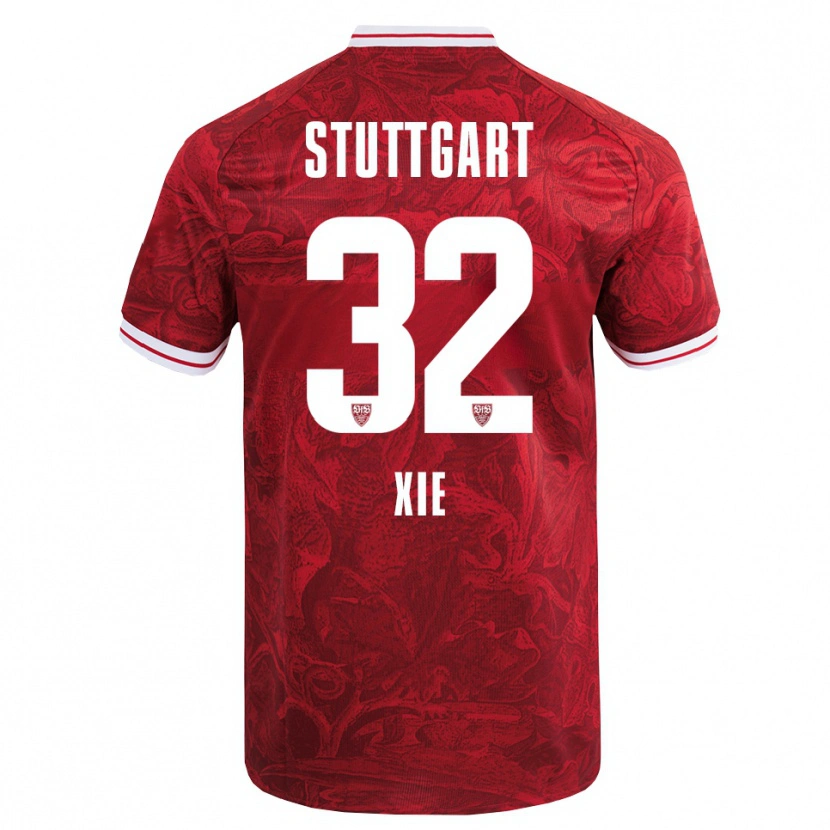 Danxen Uomo Maglia Alexander Xie #32 Rosso Nero Kit Gara Away 2025/26 Maglietta